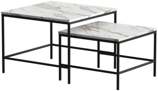 Vicco Couchtisch-Set Weiß/Schwarz 60x60 cm 2 Teile, Ramio