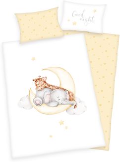 Herding Flanell Baby Kinder Bettwäsche Sleeping on the moon 100x135 cm B
