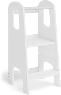 Bellabino 'Luni' Lernturm, Tritt 3-fach höhenverstellbar, weiß lackiert, Birke Sperrholz