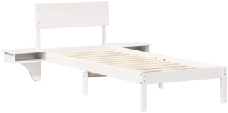 vidaXL Bettrahmen mit Kopfteil Weiß 75 x 190 cm Massives Kiefernholz 873473
