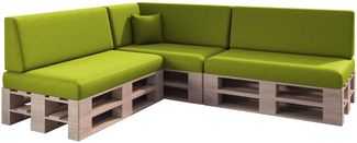 sunnypillow Palettenkissen mit abnehmbarem Bezug Kaltschaum Palettenauflage Palettenpolster Palettensofa Sitzkissen Rückenlehne Indoor Outdoor 8er Set 120x80 Grün