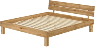 Stabiles Ehebett Doppelbett 180x200 Eiche massiv geölt Zubehör wählbar V-60.88-18Rollrost inkl.
