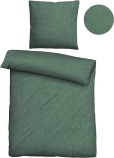 biberna Musselin Bettwäsche 0480500 UNI, schilfgrün, 1x 135x200 cm + 1x 80x80 cm
