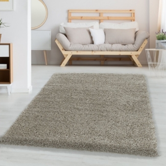 Carpettex Hochflor-Teppich Unicolor - Einfarbig, Rund, Höhe: 30 mm, Einfarbig Shaggy Teppich Wohnzimmer Langflor versch. farben und größen