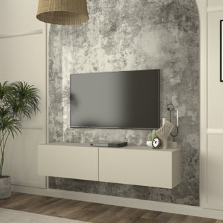 TV-Lowboard hängend Nolven 135 x 32 x 30 cm Graubeige [en. casa]