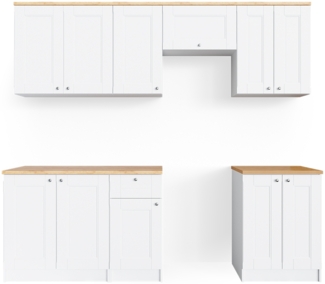 Küchenzeile Bergamo Weiß 240 cm , AP Goldkraft Vicco