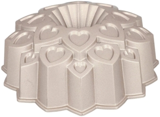 Birkmann Gugelhupfform CONTOURA, Ø 25 cm, Grau, Aluminiumguss, Love, antihaftbeschichtet