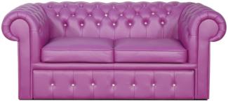 Casa Padrino Echtleder 2er Sofa in violett mit Swarowski Kristallsteinen 180 x 100 x H. 78 cm