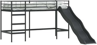 vidaXL Kinder-Loftbett mit Rutsche Schwarz und Anthrazit 90 x 190 cm 42020775