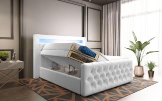 Boxspringbett Sonno mit LED, USB und Stauraum 180x200 H2 Weiß
