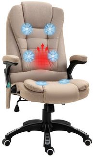 Vinsetto Schreibtischstuhl mit Vibrationsmassage, Heiz-, Liegefunktion, ergonomisch (Massagesessel, 1 St), für Wohnbereich, Braun