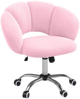 Bellabino 'Meli' Wolkenstuhl, rosa, Teddy-Bouclé Stoff, höhenverstellbar & drehbar, bis 140 kg, Kinderschreibtischstuhl mit Rollen