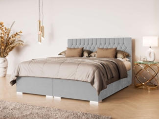 Leonique Polsterbett ALIY mit Matratze und Topper, in 3 Breiten (140, 160 und 180 cm), Boxspringbett mit Kopfteil, Bettkasten, Matratze (BFK/TFK) und Topper