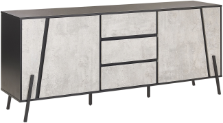 Sideboard Betonoptik / schwarz 3 Schubladen 2 Schränke BLACKPOOL