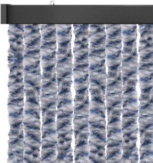 Flauschvorhang 90x200cm, perfekter Insekten- und Sichtschutz für Ihre Balkon- und Terrassentür, viele Farben Meliert blau - weiß - silber