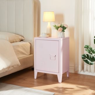 Nachtschrank Inari Türgriff rechts Stahl Rosa [en. casa]