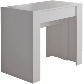 Dmora Ausziehbare Konsole Vaelis, verwandelbar in Esstisch, platzsparend und ausziehbar bis 237 cm, 90-237x76,6x90 cm, Weiß