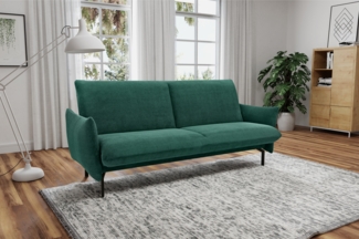 DOMO. collection Sofa 700 003, 2-Sitzer Liege, Rechteckig, Schlaffunktion, Füße mit Filzgleitern, 2er Couch, Polstergarnitur, 234 x 95 x 102 cm (BxTxH), dunkelgrün