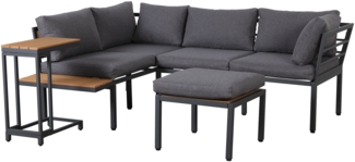 Merax Gartenmöbel Set mit Sofa, Beistelltisch & Couchtisch, Grau / Schwarz