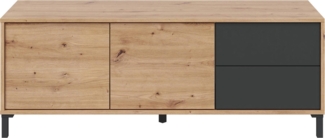 Dmora Anora-Sideboard, Wohnzimmer-Buffet, TV-Schrank, Sideboard mit Füßen für das Wohnzimmer, moderner Kleiderschrank mit 2 Türen, 130 x 41 x 47 cm, geknotete Eiche und Anthrazit