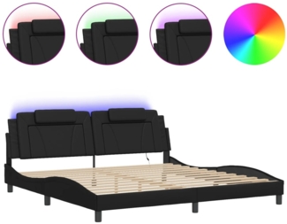 vidaXL Bettgestell "Viana" mit LED ohne Matratze Schwarz 200x200 cm Kunstleder 3214043