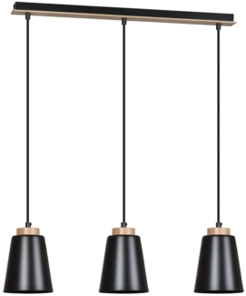 Licht-Erlebnisse Pendelleuchte ROGER, ohne Leuchtmittel, Hängelampe Metall Schwarz 3-flammig Esstisch Küche