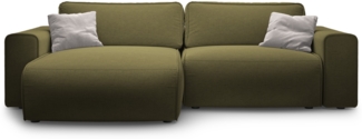 Micadoni Ecksofa Victor 3-Sitzer Links Strukturierter Stoff Grün