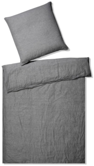 elegante Leinen Bettwäsche Breeze dunkelgrau | 240x220 cm + 2 x 80 x 80 cm
