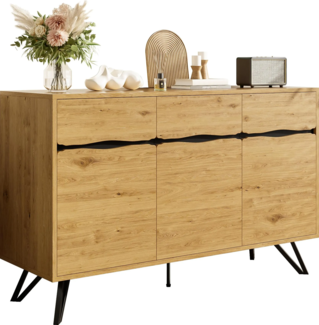 Sideboard, Breite 140cm, Wohnzimmerschrank, Mehrzweckschrank, Küchenschrank, Aufbewahrungsschrank