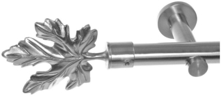 BASIT Gardinenstange Edelstahloptik 20mm mit Wandträgern 120 cm E35, Ø 20 mm, 1-läufig, verschraubt, Metall, H31 120 cm E35 Blatt