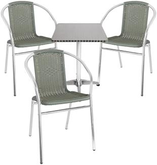 Bistrogarnitur 4-teilig Aluminium - Rattan / Anthrazit