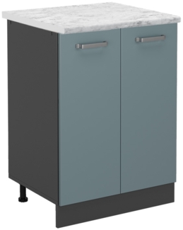 Küchenunterschrank R-Line Blau-Grau 60 cm AP Marmor Vicco