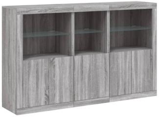 vidaXL Sideboard mit LED-Leuchten Grau Sonoma 162x37x100 cm 3209147