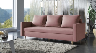 AX LIVING Hyden 3-Sitzer Sofa mit Schlaffunktion 222 cm breit in Dunkelrosa
