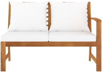 vidaXL Gartenbank 114,5 cm mit Creme Kissen Massivholz Akazie 311838