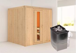 Karibu Sauna Sodin + 9kW Saunaofen mit integrierter Steuerung Energiespartür