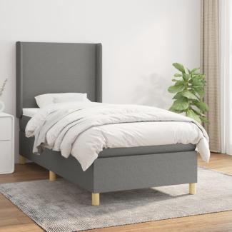 vidaXL Boxspringbett mit Matratze Dunkelgrau 100x200 cm Stoff 3131810