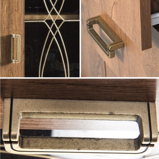 Lomadox Wohnzimmer-Set TEORA-161, (Mega-Spar-Set, 5-St, Vitrine Vitrinenschrank Lowboard Sideboard Couchtisch), in Lefkas Eiche Vitrinentüren mit Verzierung rustikal Metallgriffe