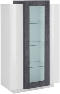 Dmora Anzeigefenster Ablaze, Sideboard mit drei Türen, Mehrzweck-Wohnzimmermöbel, 100 % Made in Italy, 80 x 38 x 121 cm, glänzendes Weiß und Schiefer,