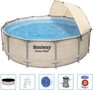 Bestway Power Steel Swimmingpool Set mit Dach 396x107 cm 3202571