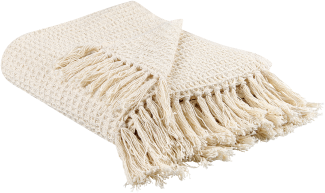 Beliani ‘MALU‘ Kuscheldecke, Baumwolle helles Beige, 125 x 150 cm