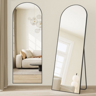 SONGMICS Standspiegel Wandspiegel, Ganzkörperspiegel, stehend oder wandmontiert, 165x60 / 160x50 / 140x40 cm, Rahmen aus Aluminiumlegierung, Hartglas