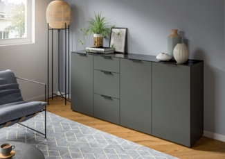 INOSIGN Sideboard Raio, Breite 179 cm, 3 Türen, 3 Schubkästen, Oberboden mit Glasplatte, Anrichte, Kommode, Schrank
