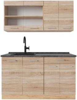 Vicco Single Küche Sonoma/Goldkraft Eiche 140 cm , AP Anthrazit, R-Line
