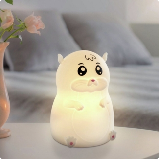 ANSMANN AG LED Nachtlicht Nachtlicht Kinder Silikon aufladbar dimmbar 7 Farben Hamster