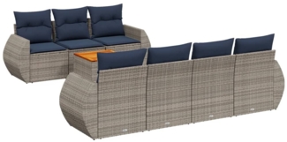 vidaXL 8-teiliges Gartensofa-Set mit Kissen, grau, Polyrattan 3224913