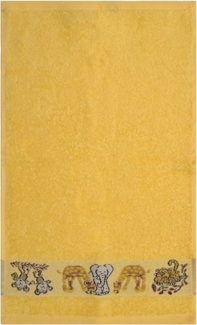 Modell Waschlappen Ökotex100 Waschhandschuh 16x21 cm 100 % Baumwolle Farbe Gelb BWI