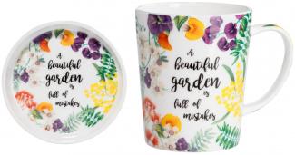 Maxwell & Williams Royal Botanic Garden Becher mit Untersetzer Beautiful Garden, Geschenkbox, Bone China Porzellan, DX0319