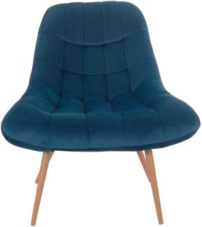 Sessel XXL Samt blau Holzoptik Relaxsessel Polstersessel Loungesessel