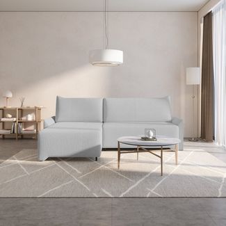 MOEBLO Ecksofa ROCKY, – Cordstoff Sofa in L-Form – Schlafsofa mit Schlaffunktion & Bettkasten – Eckcouch mit Ottomane – Polsterecke für Wohnzimmer – Sofagarnitur Eckgarnitur links oder rechts montierbar, (BxHxT):245x83x174 cm
